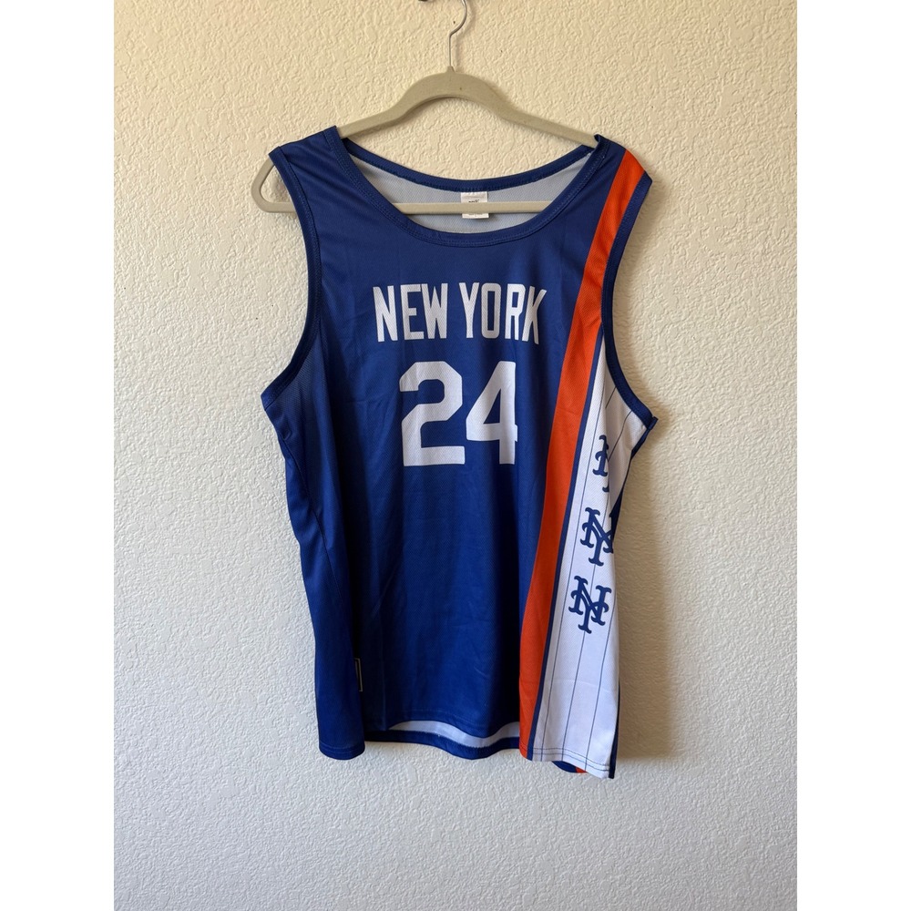 Premio New York Mets 24 Baseball Tank Top Jersey Blue Orange Mens XL Promotional